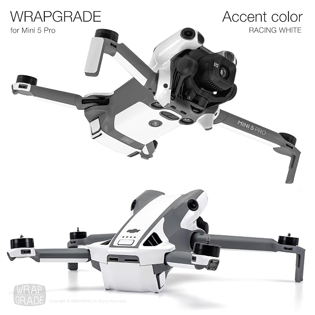 Foto 4 de 5 de WRAPGRADE Adhesivo Compatible con dji Mini 5 Pro Accent Color (Racing White)