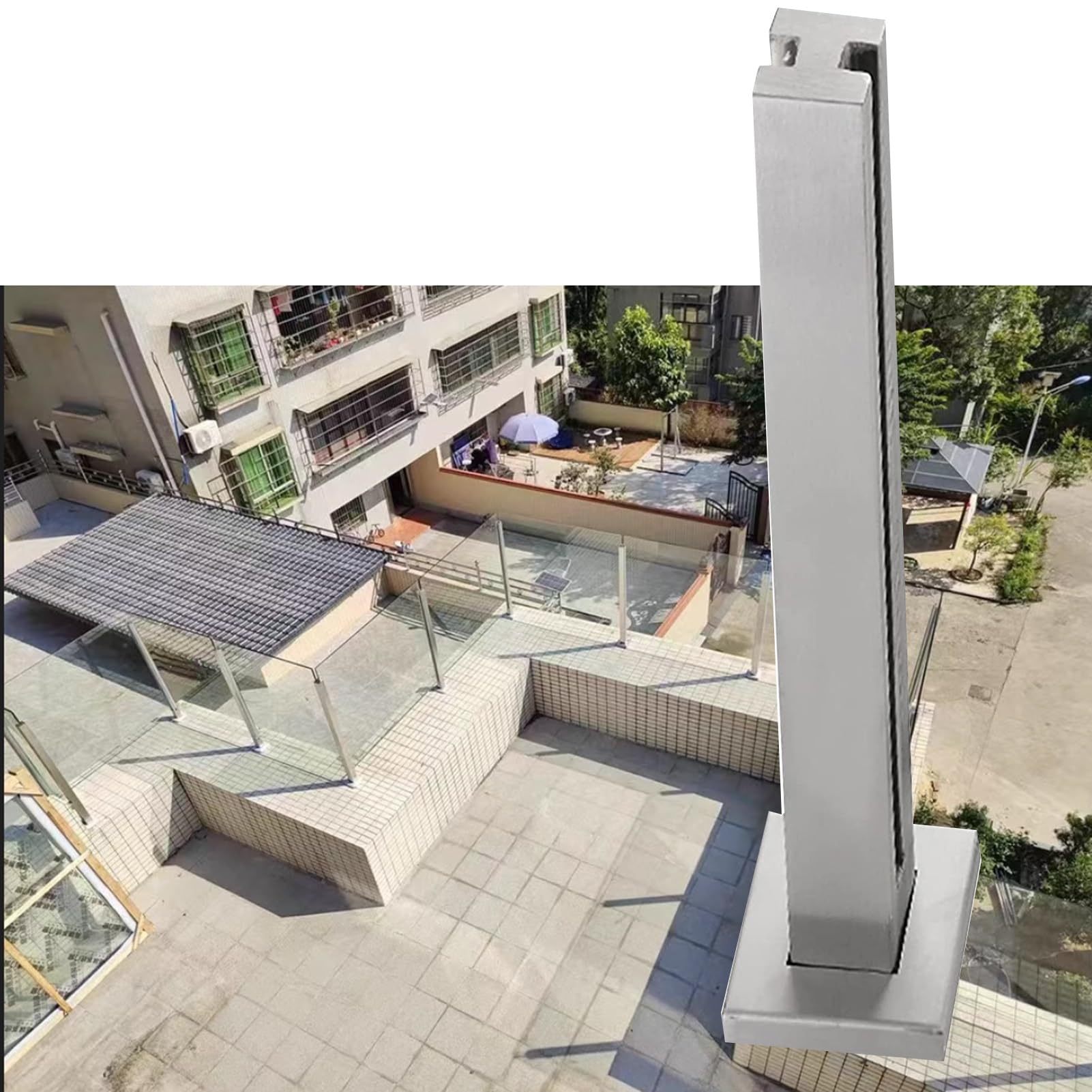 Poteau de garde-corps de hauteur réglable 50-150 cm avec rails de sécurité pour balcon et grands jardins