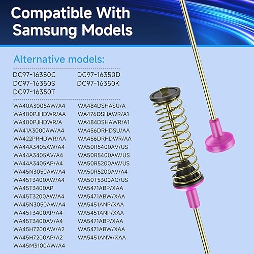 Miniatura 2 de DC97-16350U DC97-16350T DC97-16350S Kit de pluma de lavadora, para lavadora Samsung WA50r5400AVUS, WA50r5200AWUS, WA50R5400AVUS, WA45T3200AWA4,
