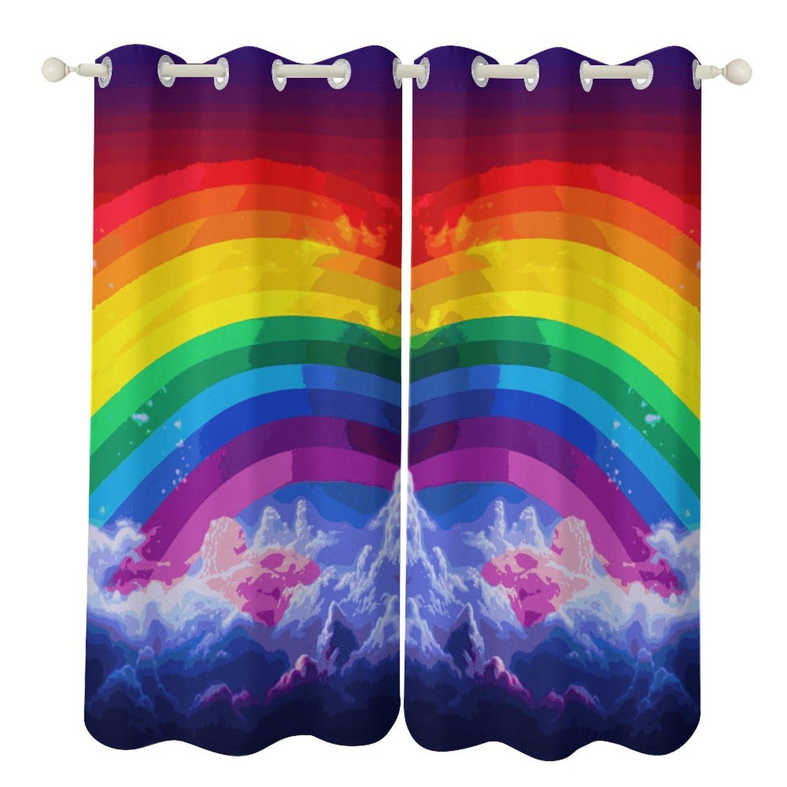 Rideaux occultants arc-en-ciel à œillets creux pour salon et chambre