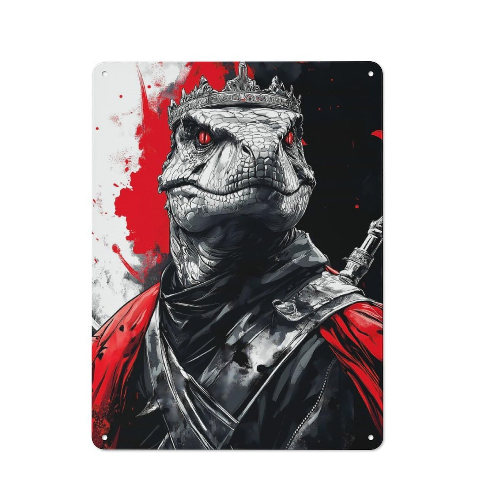 Nostalgic Decorative Tin Plaque 40x30cm Featuring Raptor T-rex Dinosaur King, Classic Pub Decor for Cafe, Pub, Workshop Or Home Bar