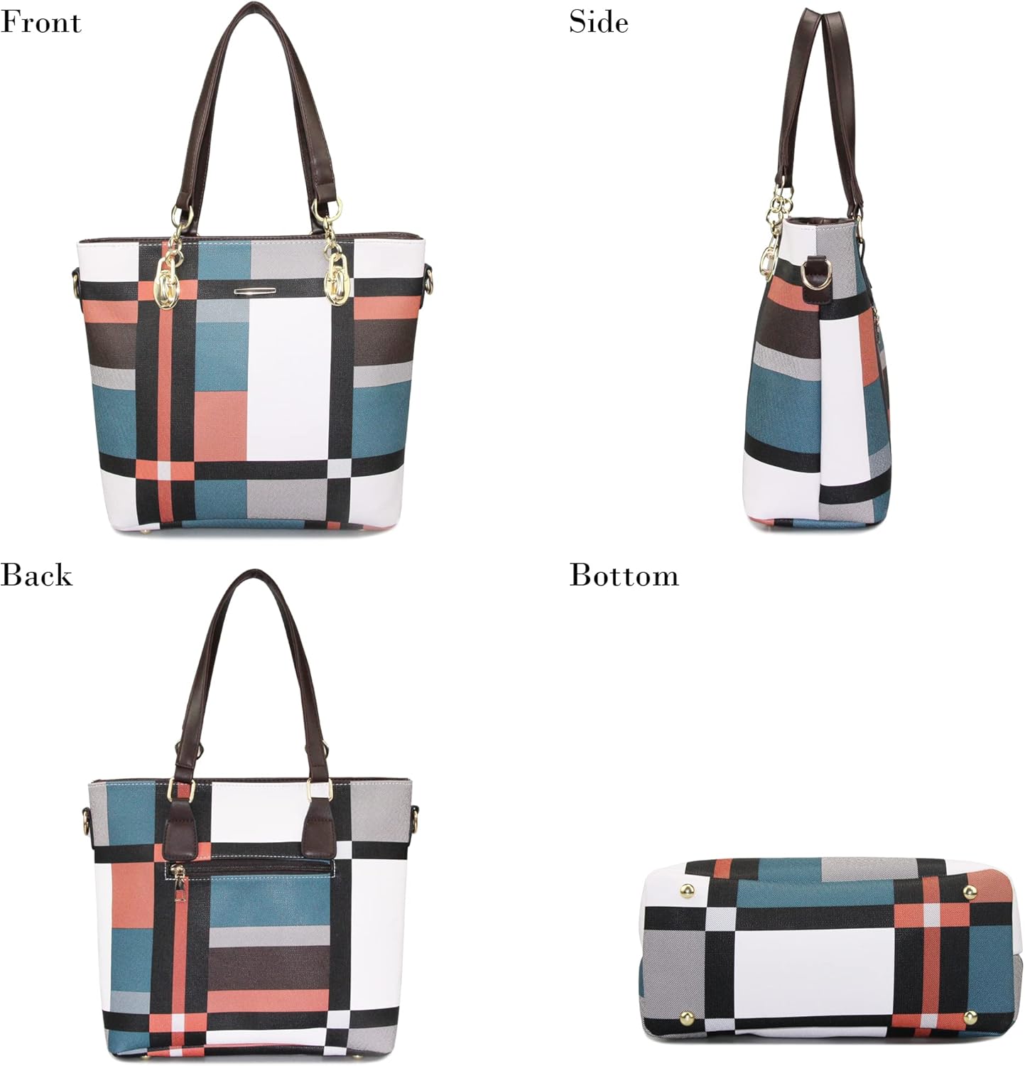 Purses and Handbags for Women Synthetic Leather Tote Crossbody Bags Satchel Purses Set 6pcs | Set, 6pcs, Set, 6pcs - Image 4