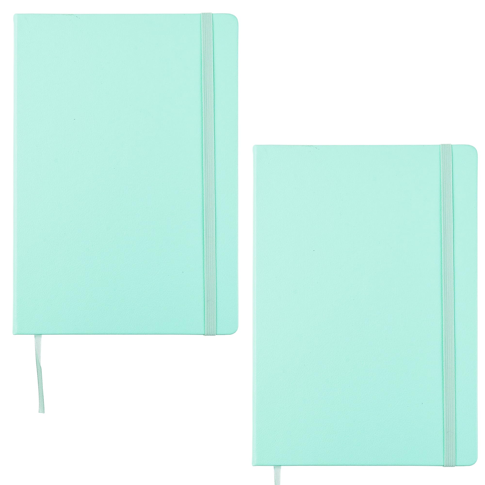 ARPAN A4 Notebook Hardback Cover & Ribbon Marker with Elastic Closure Diary, 80gsm Paper, 136 sheets Perfect for Office, Home, School, Business (Aqua - Pack of 2)