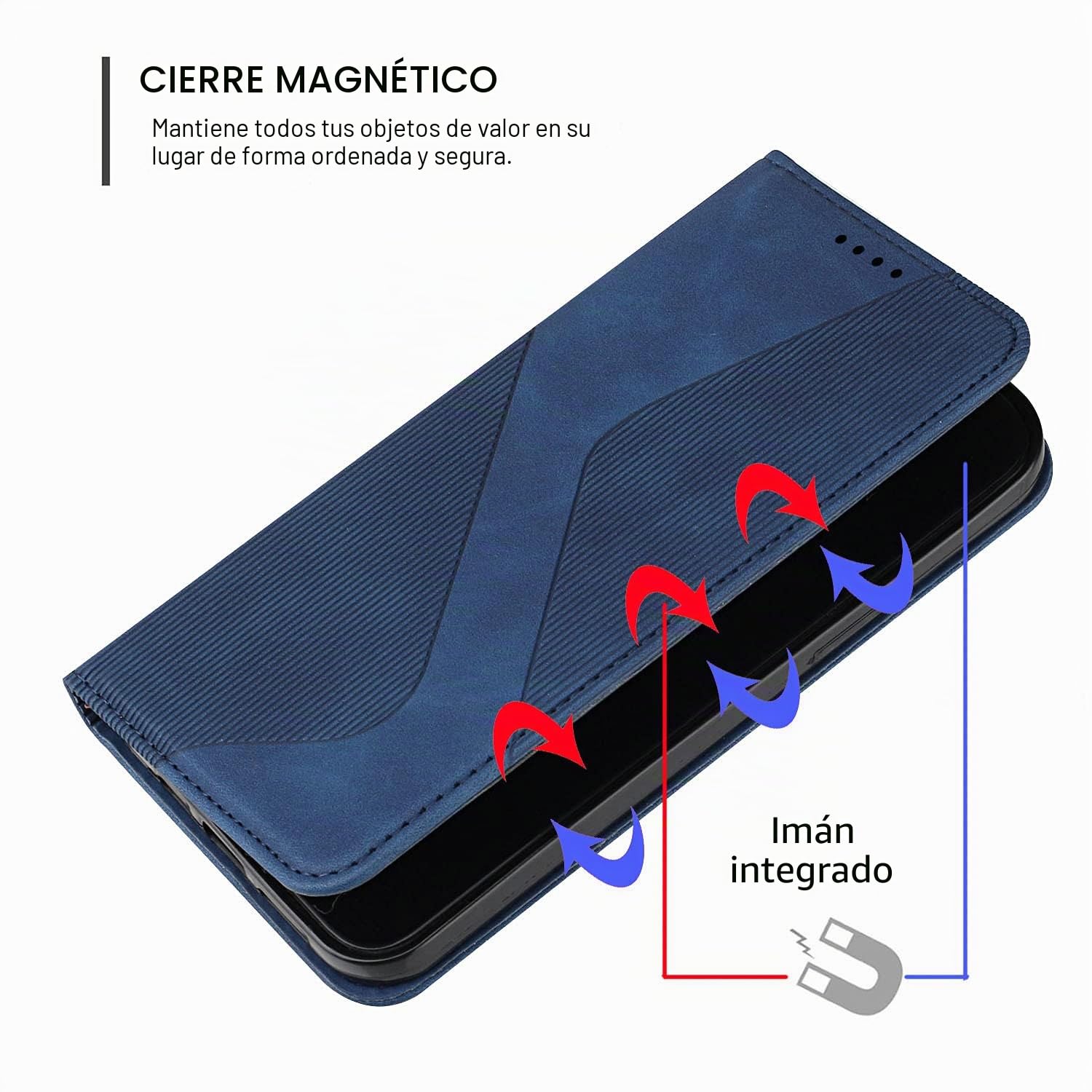 Funda para Xiaomi Redmi 10/Redmi 10 2022/Redmi 10 Prime,Funda Carcasa de Cuero con Tapa Flip Case, Cuero Billetera Flip Carcasa Magnético con Cáscara de TPU, Ranura para Tarjeta (Azul)