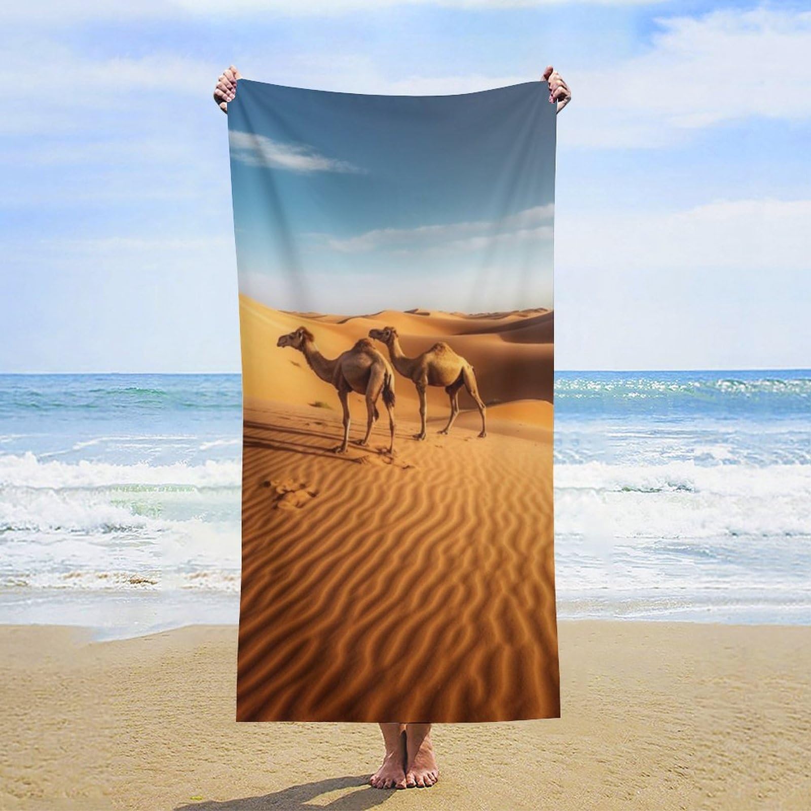 NTVOWPZO Sand Dunes in The Sahara Desert Beach Towel Oversized Microfiber Bath Towels Lightweight Sand Proof Beach Towels Absorbent Pool Towels for Swimming Yoga Bathroom Towel 31.5" X 63"