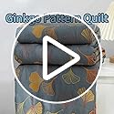 Reversible Ginkgo Quilted Throw Blankets Cotton Muslin Quilted Throw Blankets Soft King Size Throw Blanket Lightweight Breathable Throw Blanket for Couch (59''W*79''L)