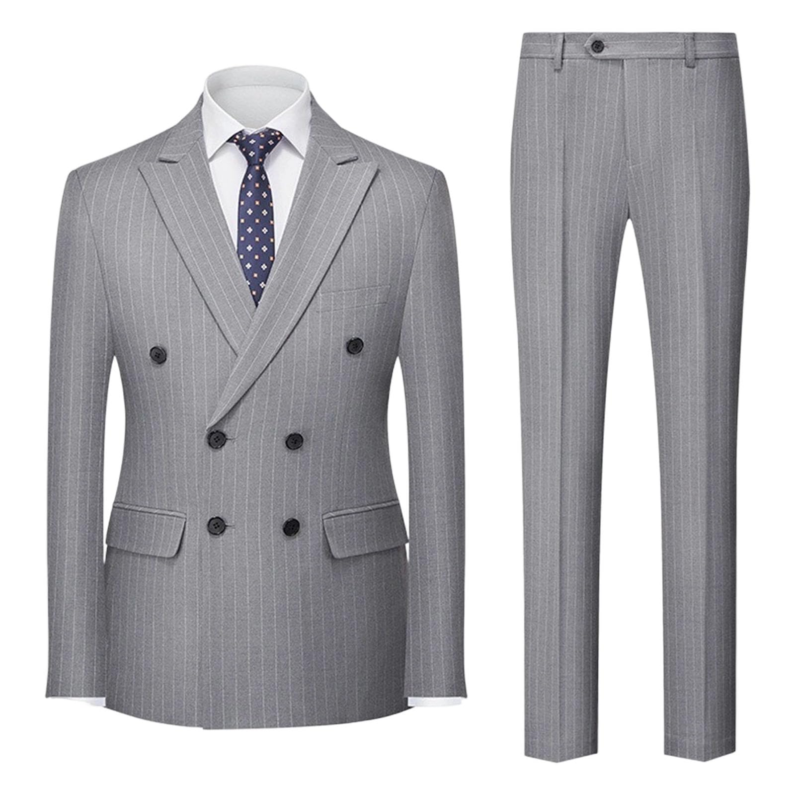Completo da Uomo a Tre Pezzi Doppiopetto con Blazer, Gilet e Pantaloni, vestibilità Slim, Ideale per Matrimoni, Balli di fine Anno e Smoking.