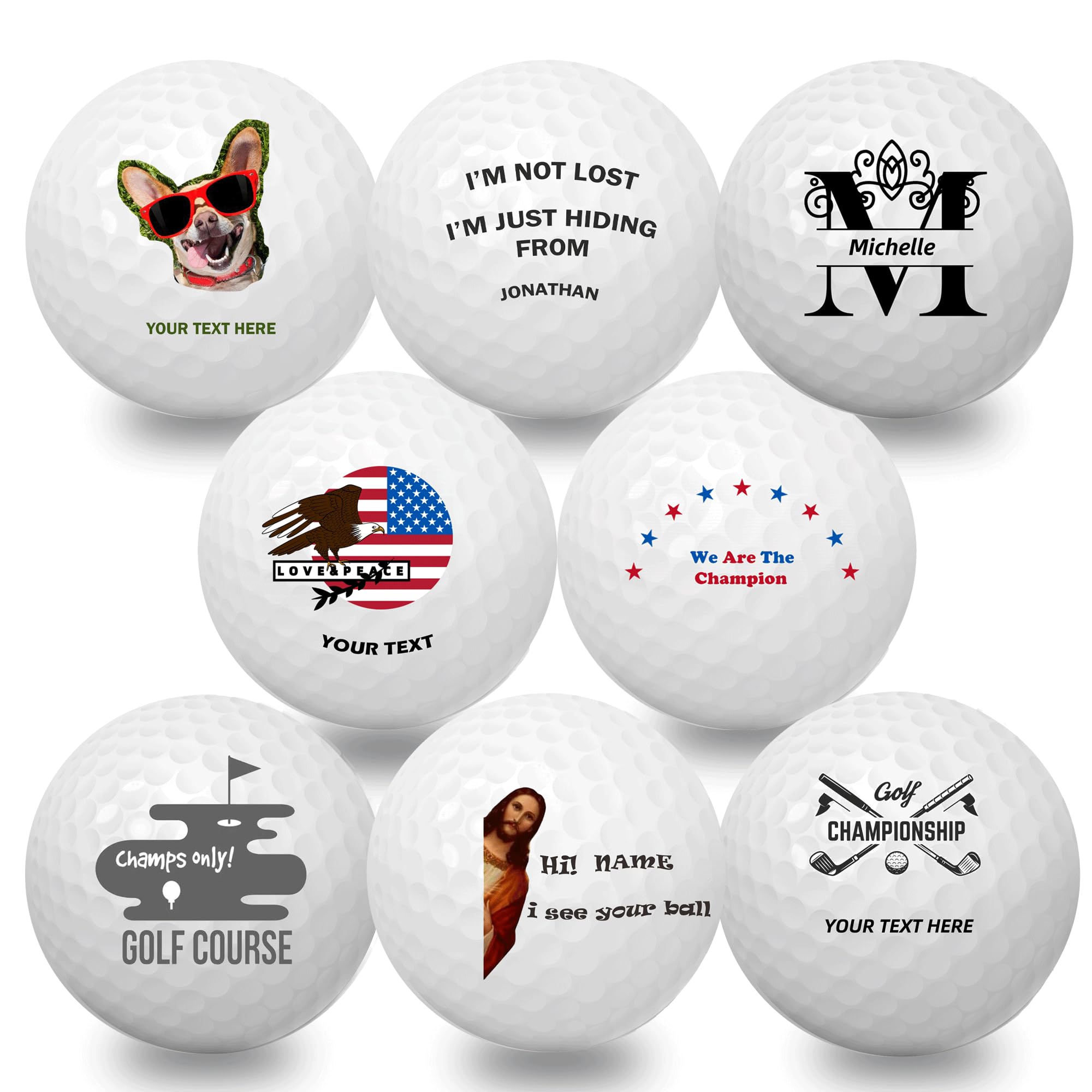Personalisierte Golfbälle mit individueller Beschriftung Foto/Logo/Name für Hochzeiten und Freizeitaktivitäten Neuheit Golfgeschenke für Papa Golfer, 3er-Pack