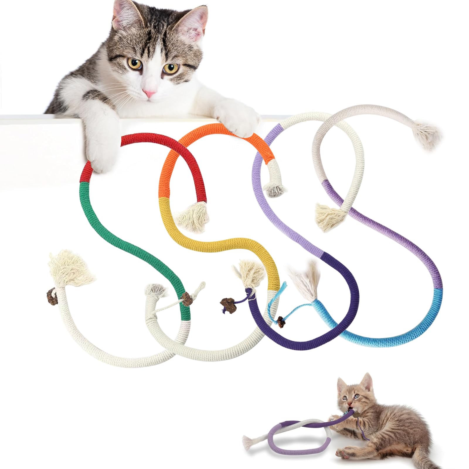 Jouet Corde Pour Chat - Lot De 3, Dentition, Mastication, Interaction, 70 Cm, Coton, Nettoyage Des Dents