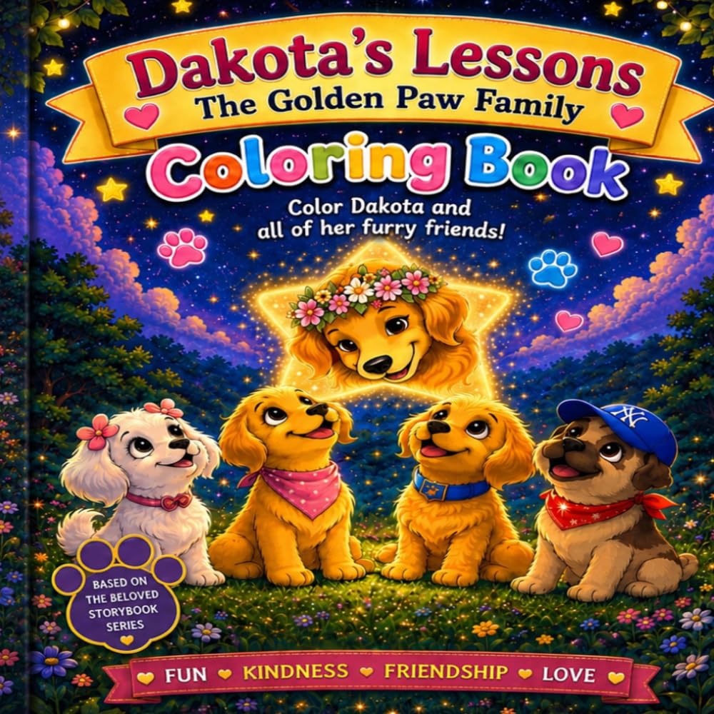 Dakota's Lessons: The Golden Paw Family Coloring Book: Color Dakota and All of Her Furry Friends
