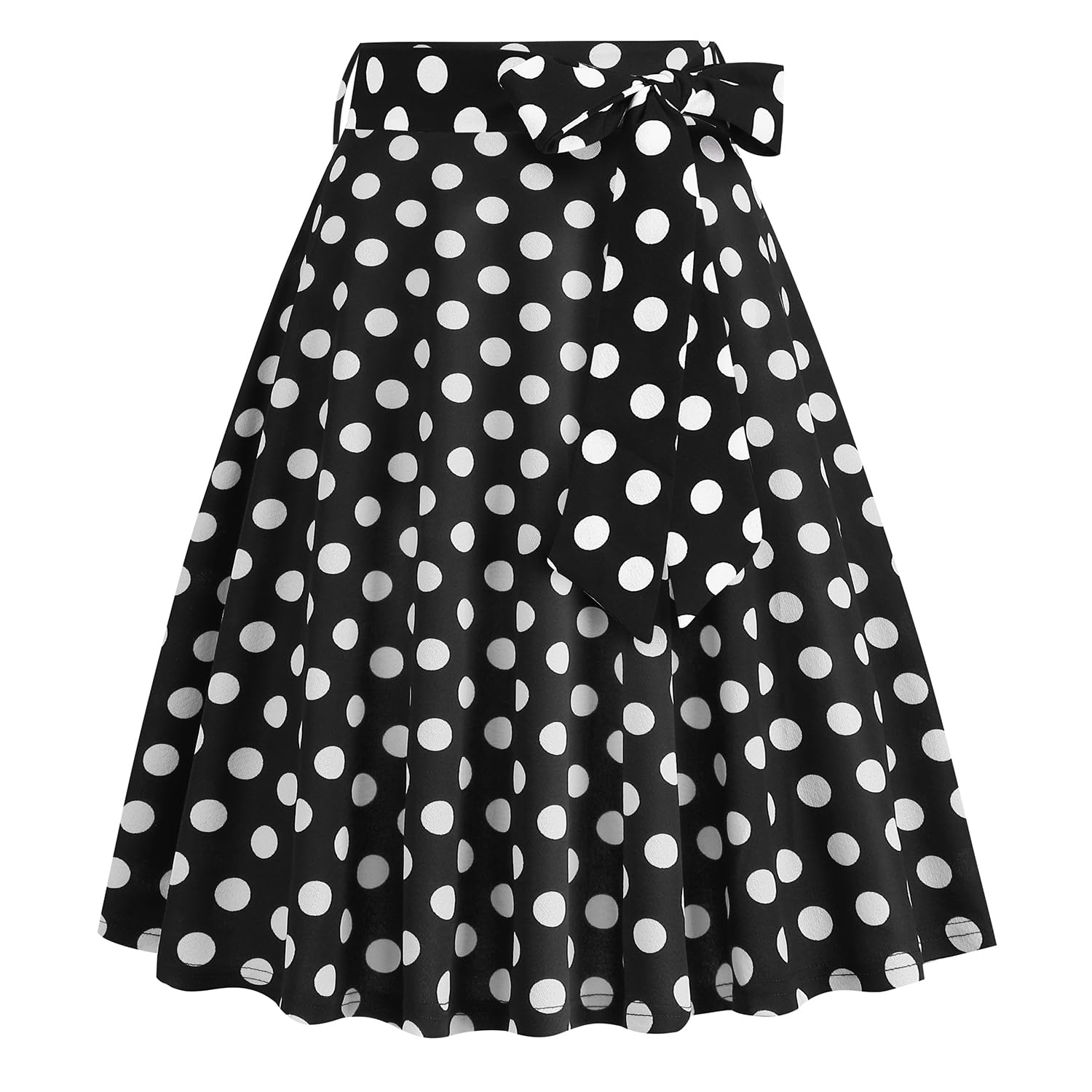 Faldas Mujer Verano Vestido Años 50 Lunares o Floral Cintura Alta Una Línea Rodilla Longitud Swing Midi Falda con Cinturón Cóctel Fiesta Swing Dress Falda Vintage Acampanada de Mujer