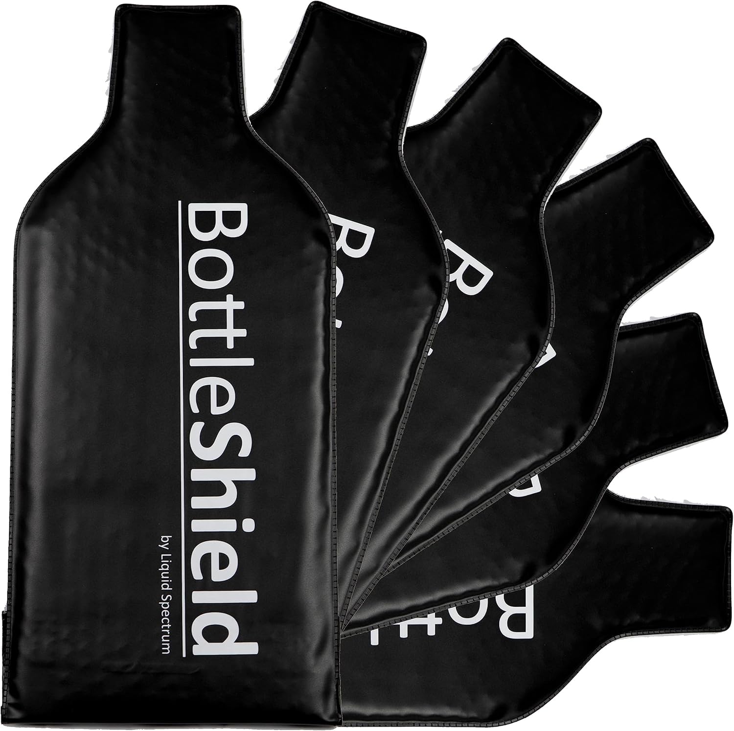Reusable Wine Protector Travel Bag by Bottle Shield (6-pack) - Bubble Cushioning Wrap Suit - Unbreakable Bottle Sleeve, Leak Proof - Wine Tote Bags Accessory for Suitcase Luggage, Black