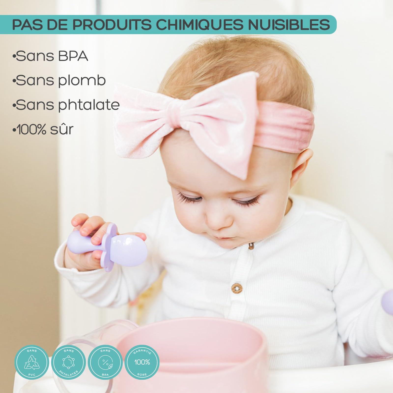 Grabease Argenterie pour tout-petit Cuillères et fourchettes pour bébé Argenterie pour bébé et cuillères, sans BPA et sans phtalate pour bébé et tout-petit, 1 ensemble, Orange