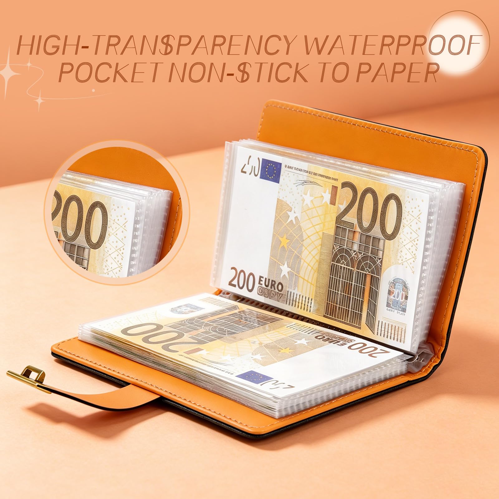 Raccoglitore per Risparmi con 100 Buste e Lucchetto, Libretto per Sfide di Risparmio (Nero)