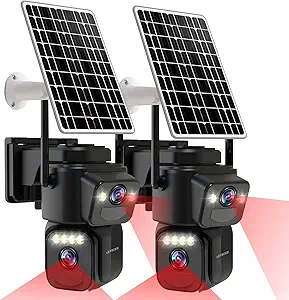 Security Cameras Outdoor WiFi,5G/2.4G Cameras for Home Security Solar Power with Dual Lens,Motion Detection,Night Vision,2-Way Audio,Weather Proof,No Subscription Fee asin的图片