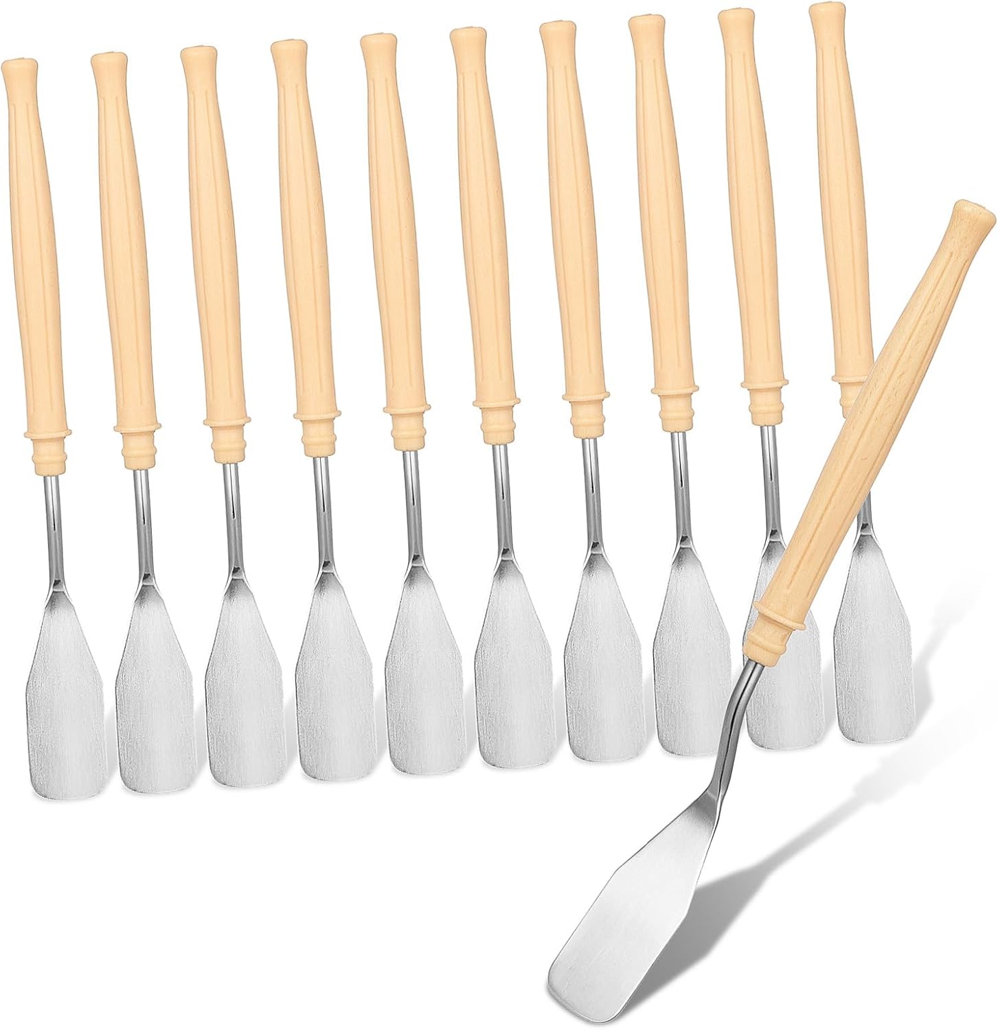 12pcs Plastic Handle Paint Spatulas Set for Oil and Watercolor Painting, Pigment Mixing Scrapers for Artists and Painters, Multi-use Palette Knives for Art Supplies