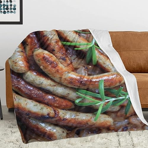 Miniatura 2 de Manta de salchicha frita con romero 3D divertida y realista de comida ultra suave, 80 x 60 pulgadas, para viajes, todas las estaciones, cama, sofá,