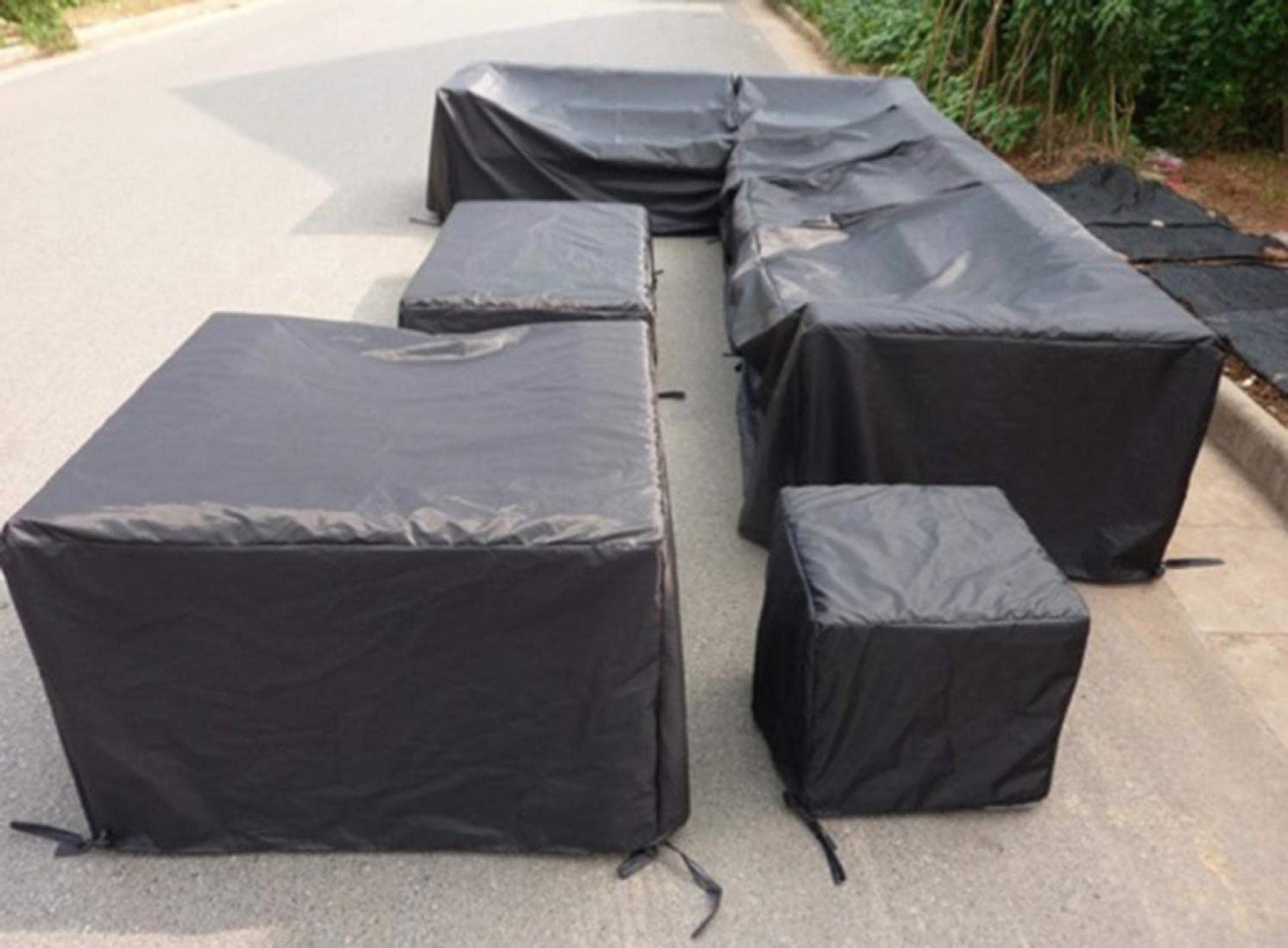 Housse de protection pour meubles d'extérieur en tissu Oxford 420D imperméable très résistante au vent et aux UV pour meubles de jardin en rotin rectangulaire, noir, 235 x 195 x 73 cm