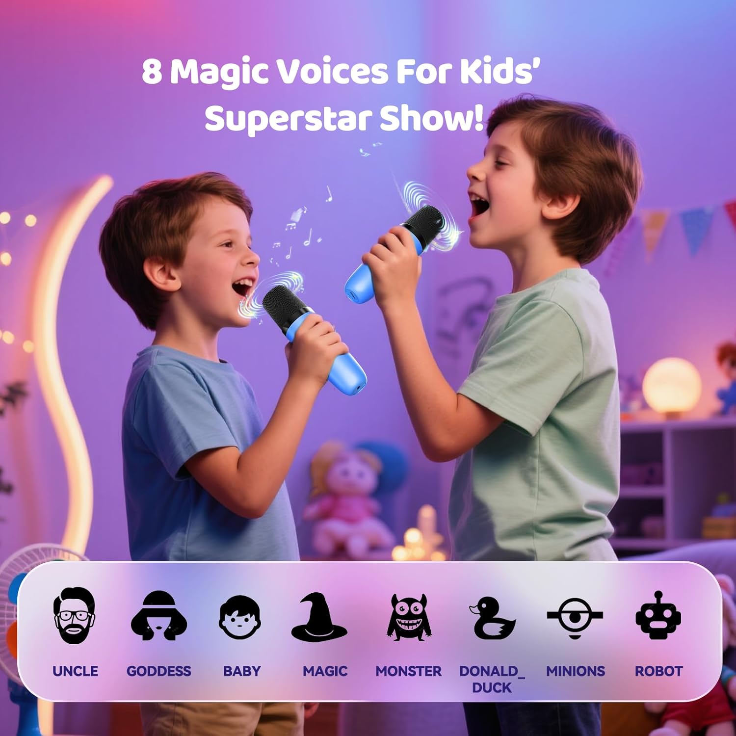 Kids Karaoke Machine for Boys Girls with Dual Microphones for Ages 3-12, Youth Kara... - Image 3