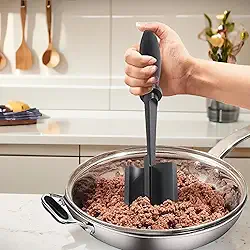 Espremedor profissional de carne e batata de nylon resistente ao calor, seguro para panelas antiaderentes (preto)