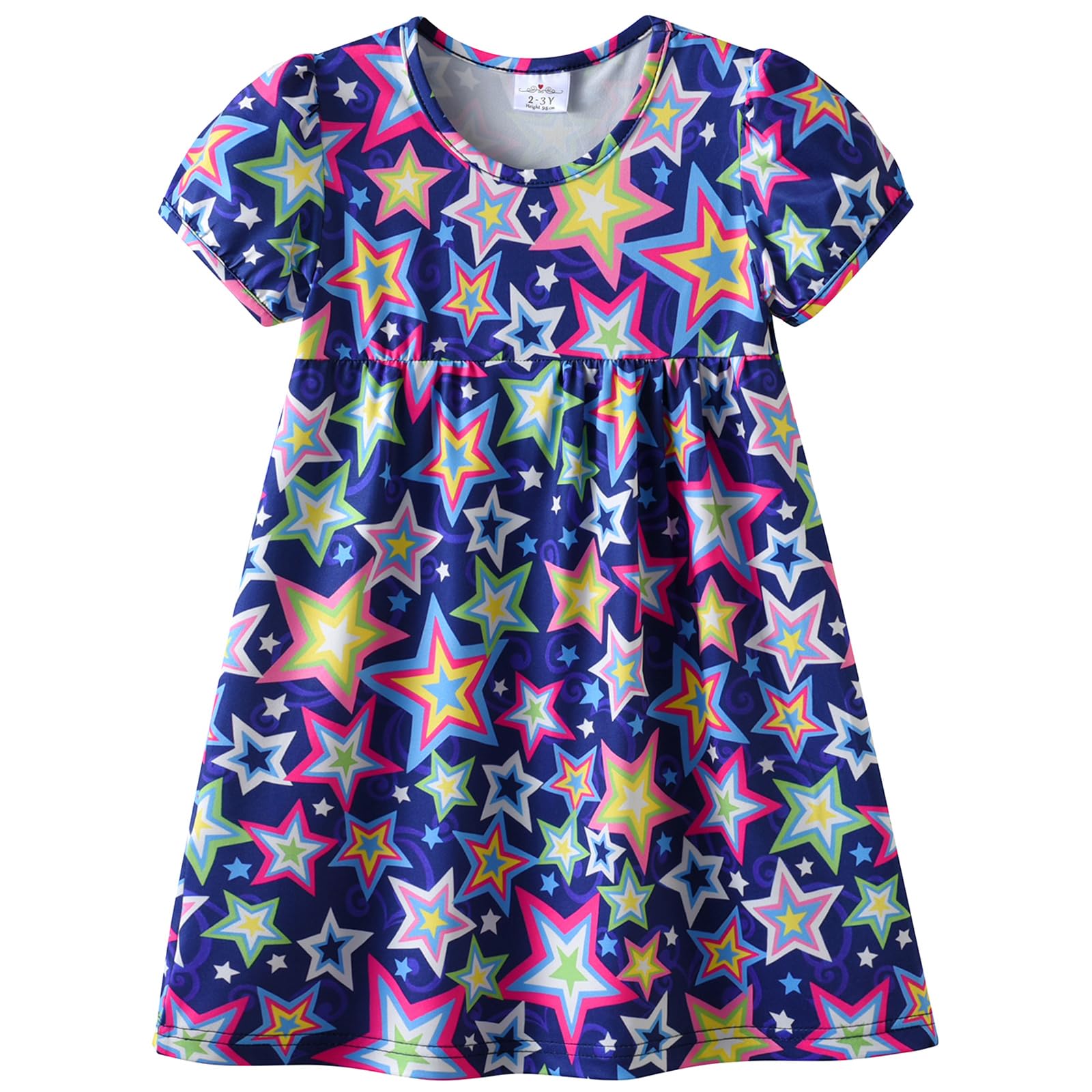 VIKITA Summer Dresses Girls Sleeveless Dress Cotton Colourful Print Embroidery Casual Wear Size 86-128 Sh5826 5-6 Years