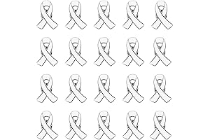 White Awareness Ribbon Pin 20 Pcs Lung Cancer Bone Cancer Victims of...