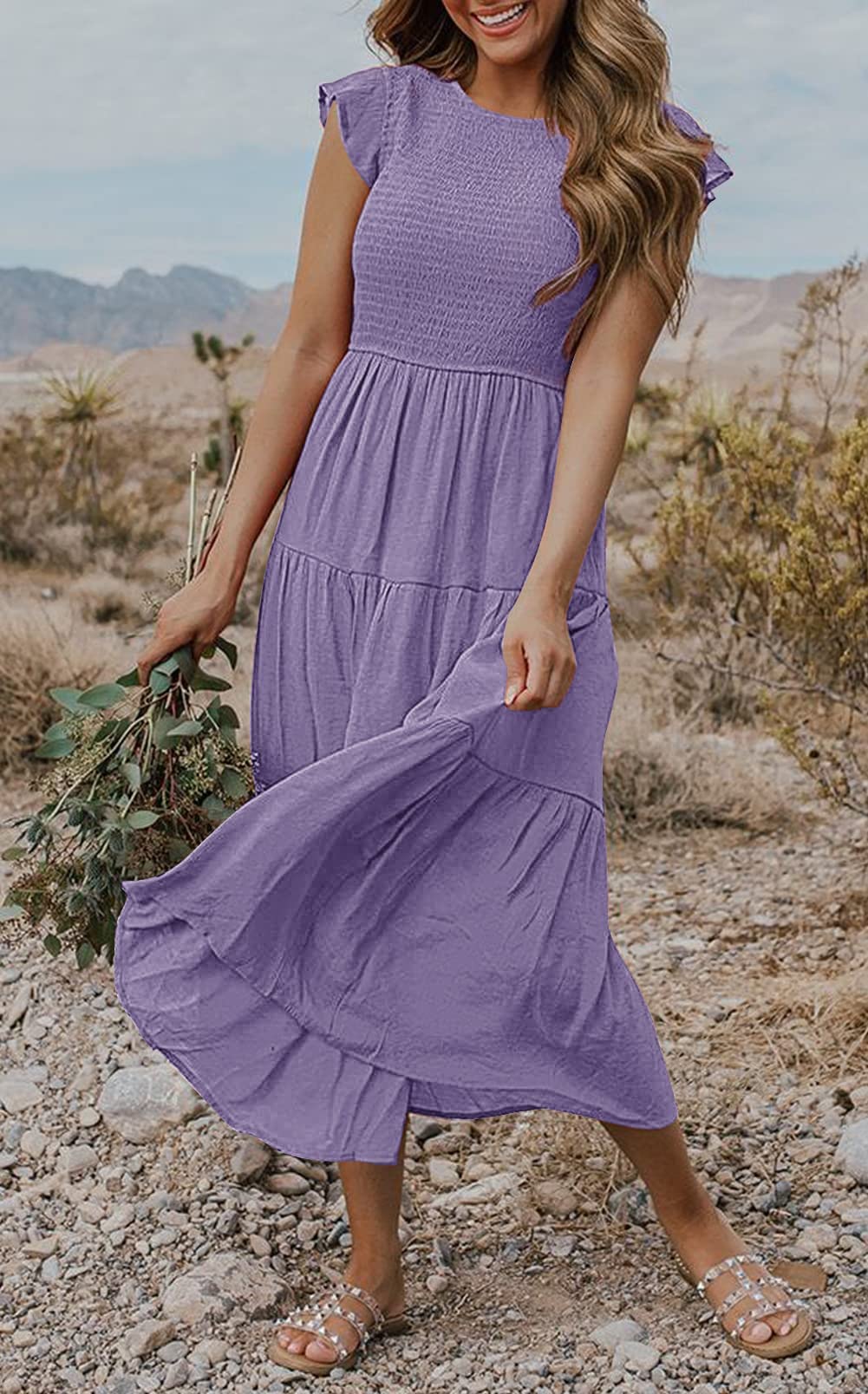 MEROKEETY Damen A-Linien-Kleid Weich