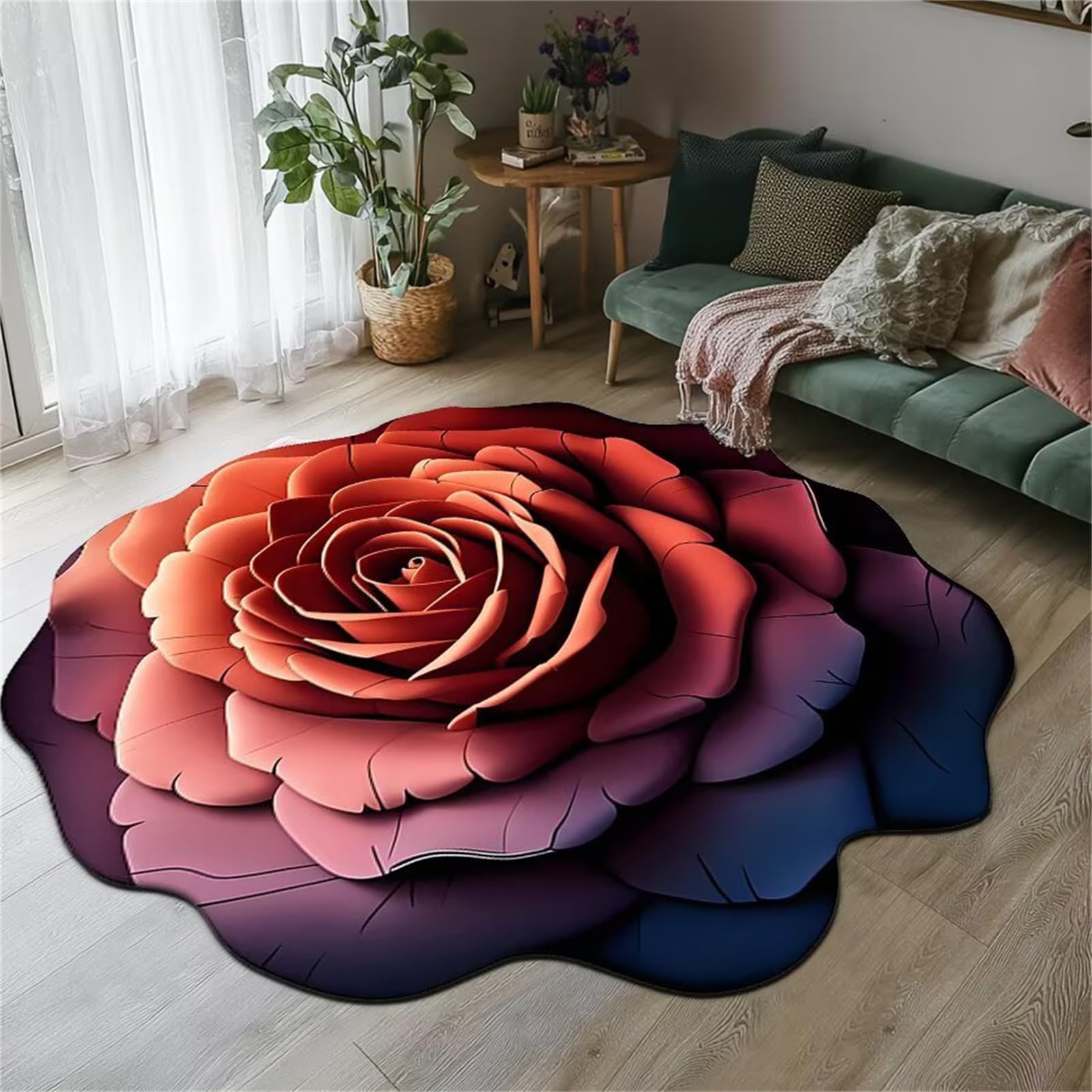 Tapis réaliste à motif floral antidérapant à séchage rapide pour cuisine