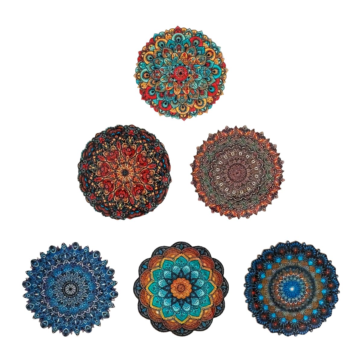 Lotsdonxia 6 Pcs Universal Coasters - Heat Resistant, Scratch Proof Beer Mats, Cork and MDF Non-Slip Drink Coasters for Pubs, Homes (Flower）