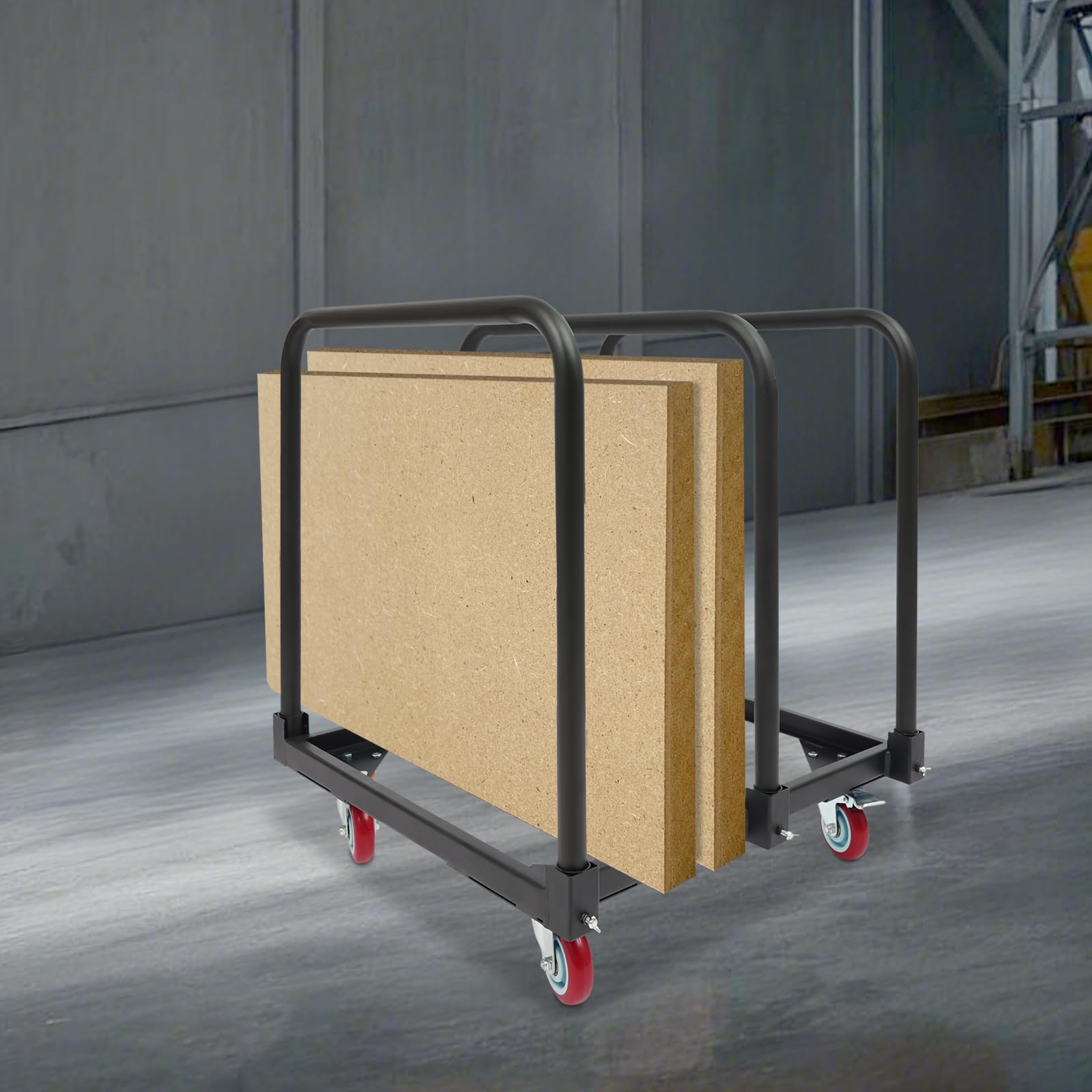 Carrello con 3 staffe tubolari, portata 90,72 kg, carrello di trasporto con 4 ruote girevoli con freno di stazionamento, carrello a piastre e supporto per il trasporto per magazzino e officina
