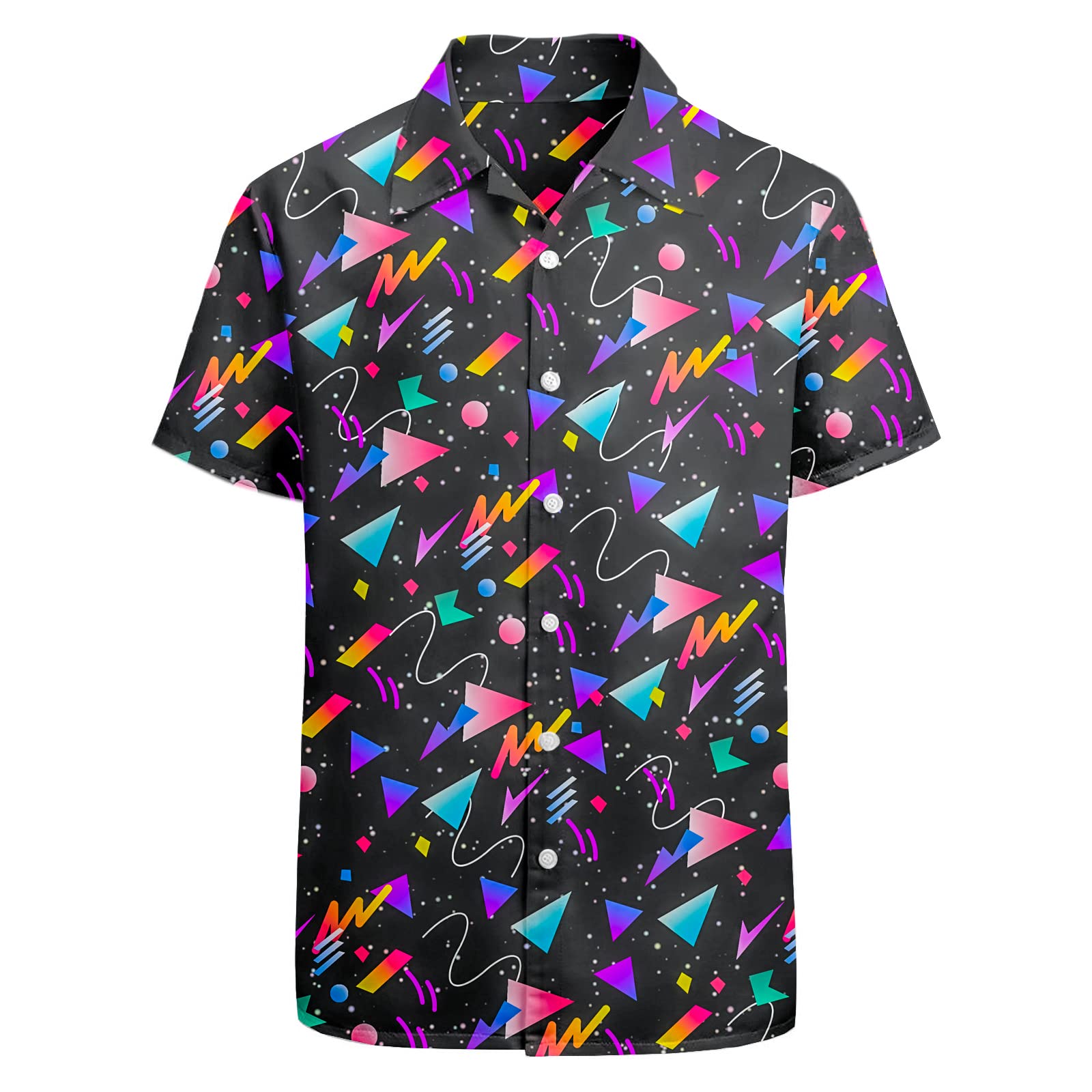 Artsadd 80s Outfit for Men 90s Shirt Hawaiian Button Down Retro Party Disco