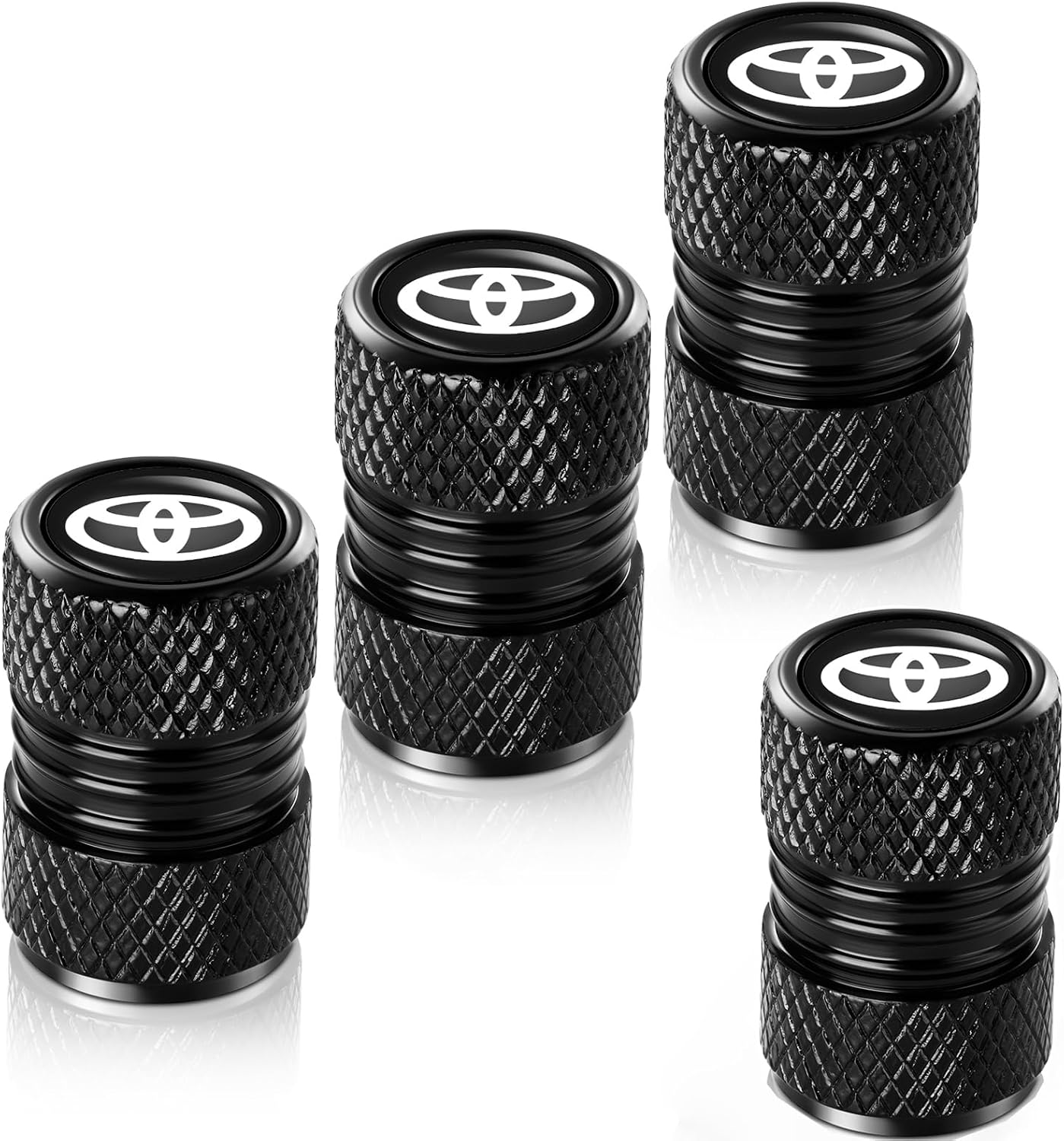 Toyota Corolla RAV4 Highlander Metal Tire Valve Stem Caps 4 Pcs Black