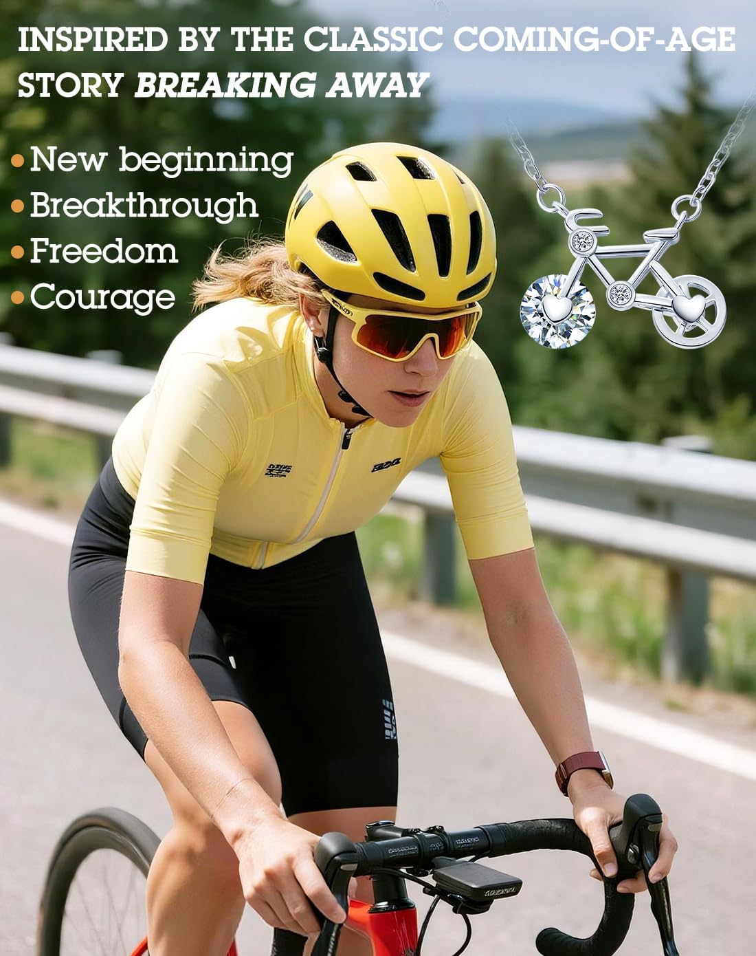Silver Bike Necklace For Graduation, New Beginnings, Daughter, Granddaughter, Sister, Girlfriend, Birthday Jewelry Gifts For Women