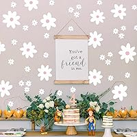 Vista 10 de iinuu Calcomanías de pared de flores de margaritas rosadas, calcomanías de vinilo retro floral para pared, decoración artística Groovy Y2K