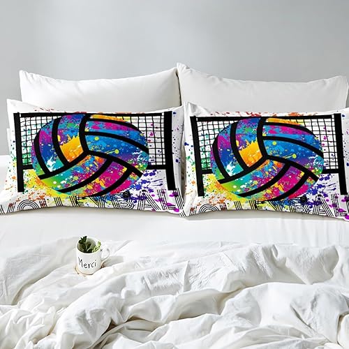 Miniatura 7 de Erosebridal Juego de ropa de cama de pelota de voleibol, tamaño individual, juegos de voleibol, juego de ropa de cama deportiva para niños, niñas,