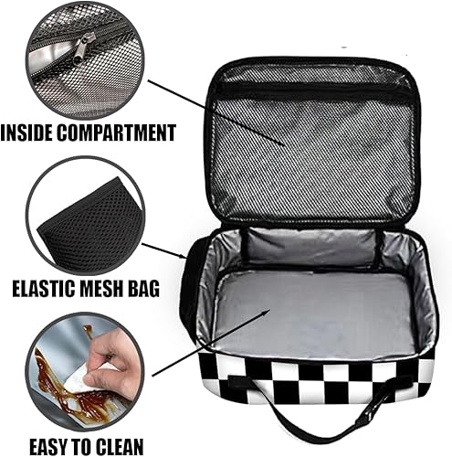 Miniatura 4 de Bolsa de almuerzo a cuadros reutilizable aislada para mantener la comida más fresca, bolsa térmica para el almuerzo para mujeres y hombres