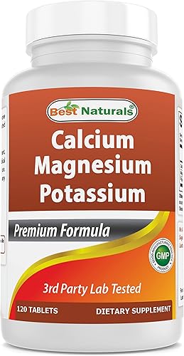 Best Naturals Calcio magnesio y potasio 120 comprimidos sin OMG y sin gluten