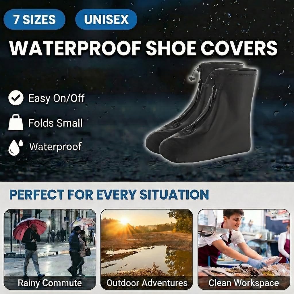 Waterproof Reusable Non-Slip Overshoes for Rain Boots, Easy-Clean Portable Unisex