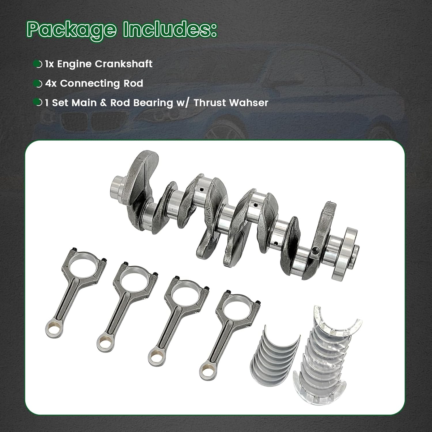 Engine Crankshaft Connecting Rod Bearings Set Compatible with 2010-2017 BMW 220i 328i 420i 520i X3 X5 X6 Z4 F20 F30 F32 E84 E89 F25 N20 2.0 Engine, Replace 11217640165, 11247624616