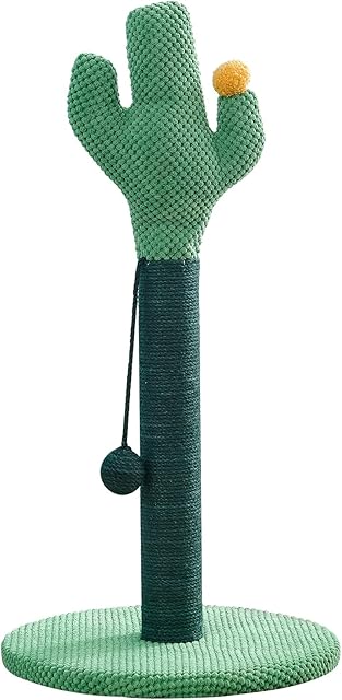 CLIPOP Cat Scratching Posts Kitten Tree Tower with Sturdy Base, Cactus Shape Corner Cat Scratcher is Suitable for Small to Medium Felines, Ball Toys for Pet Furniture