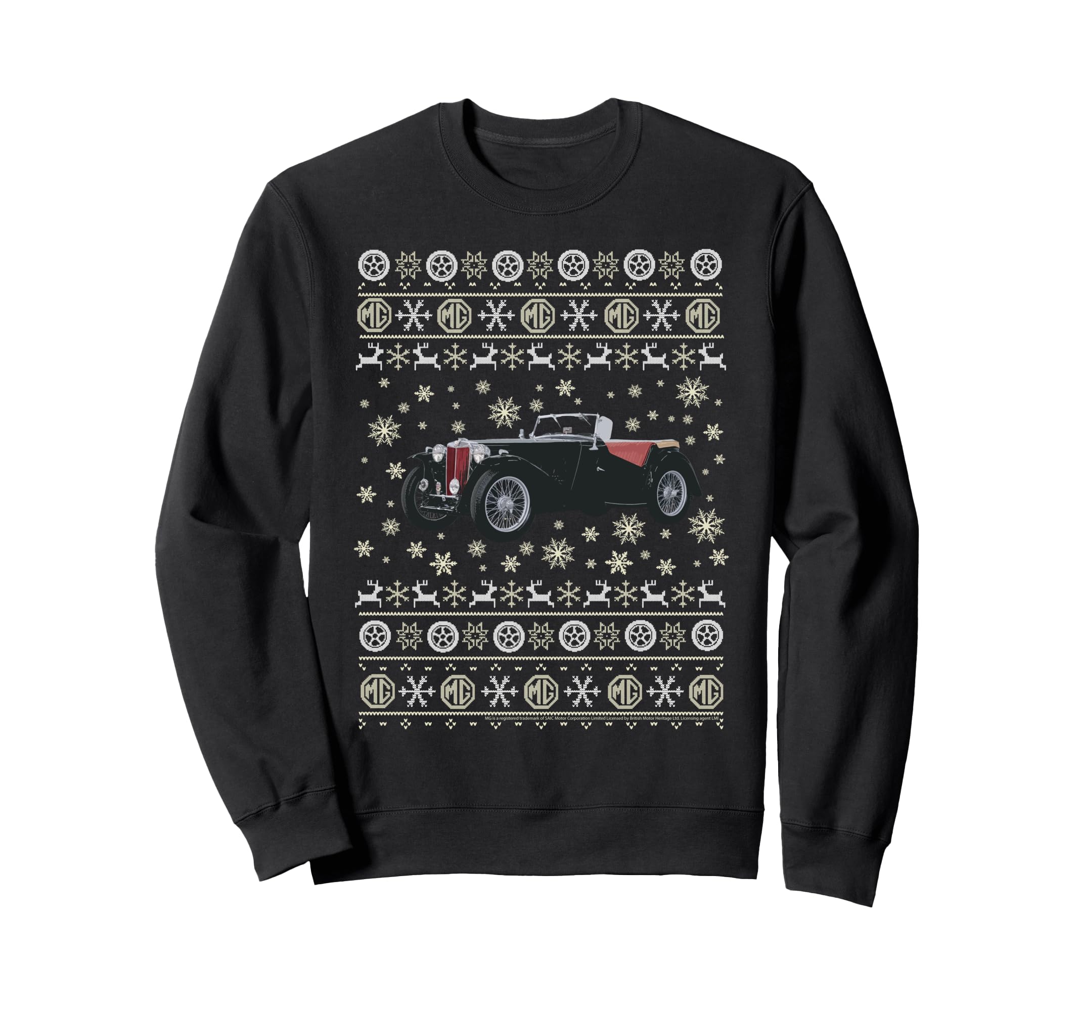 British Motor HeritageMG TC Car Christmas Knit Pattern Sweatshirt