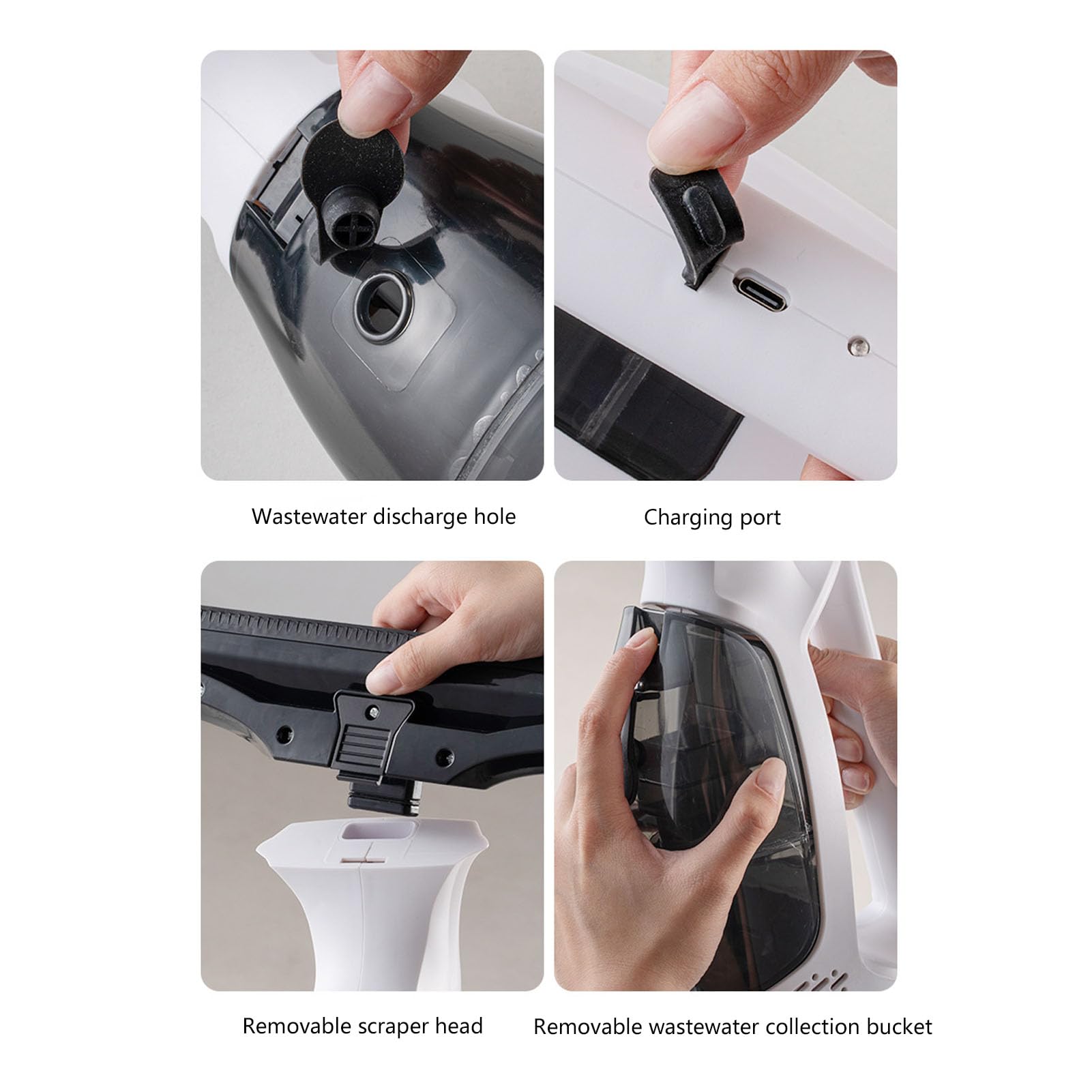 Vikye Fenstersauger, Handgehaltener Elektrischer Glasreiniger mit Teleskopstange und Sprühflasche, für Fensterspiegel