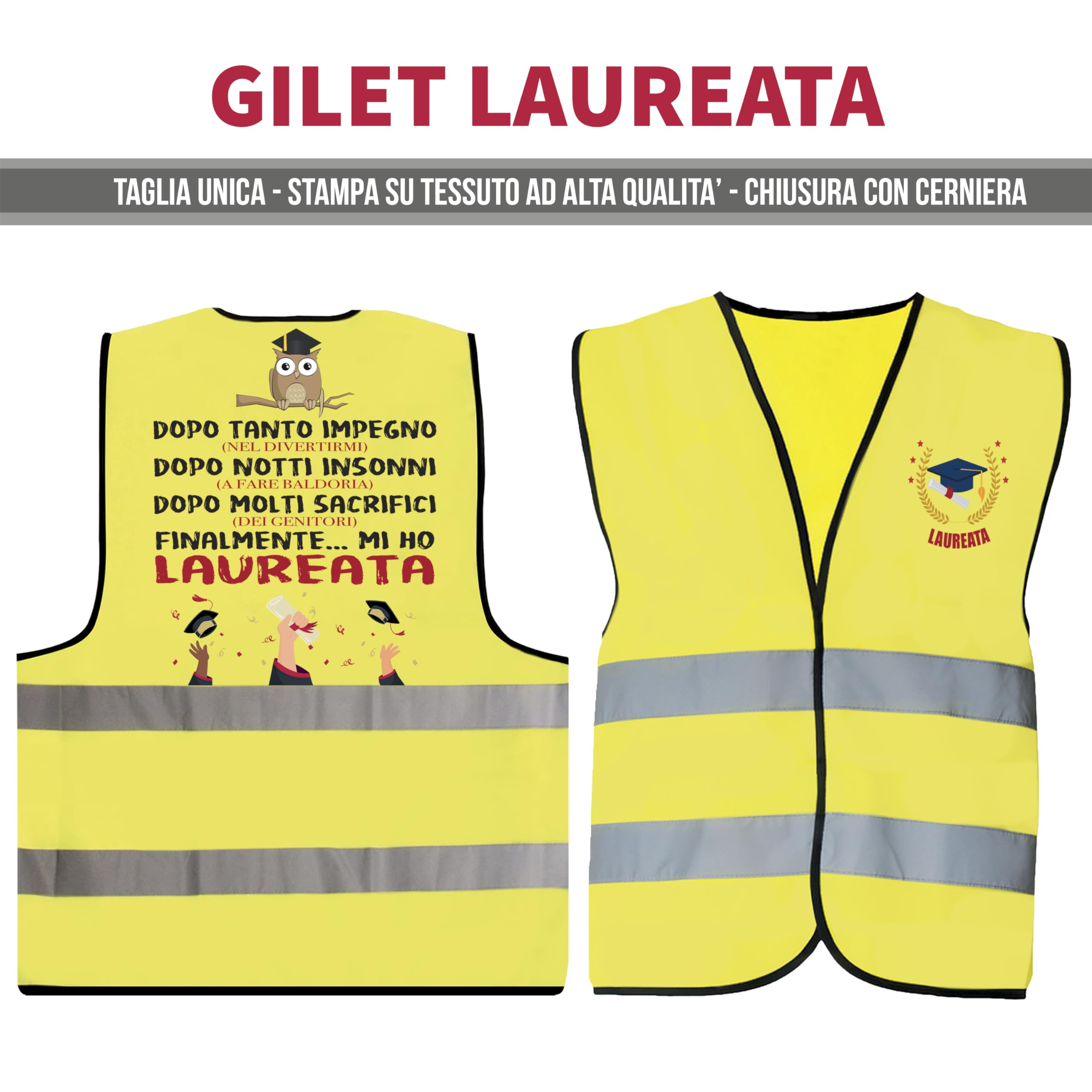 Gilet Laureata Divertente – Idea Regalo Laurea Donna Originale – Regali Travestimento Gadget Scherzi per la Laurea Ragazza Originali