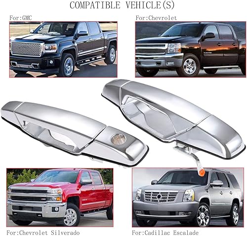 Miniatura 6 de LEIMO KPARTS Manija exterior cromada para puerta delantera del lado del pasajero, repuesto para Chevy Silverado Suburban Tahoe Avalanche 2007-2013,