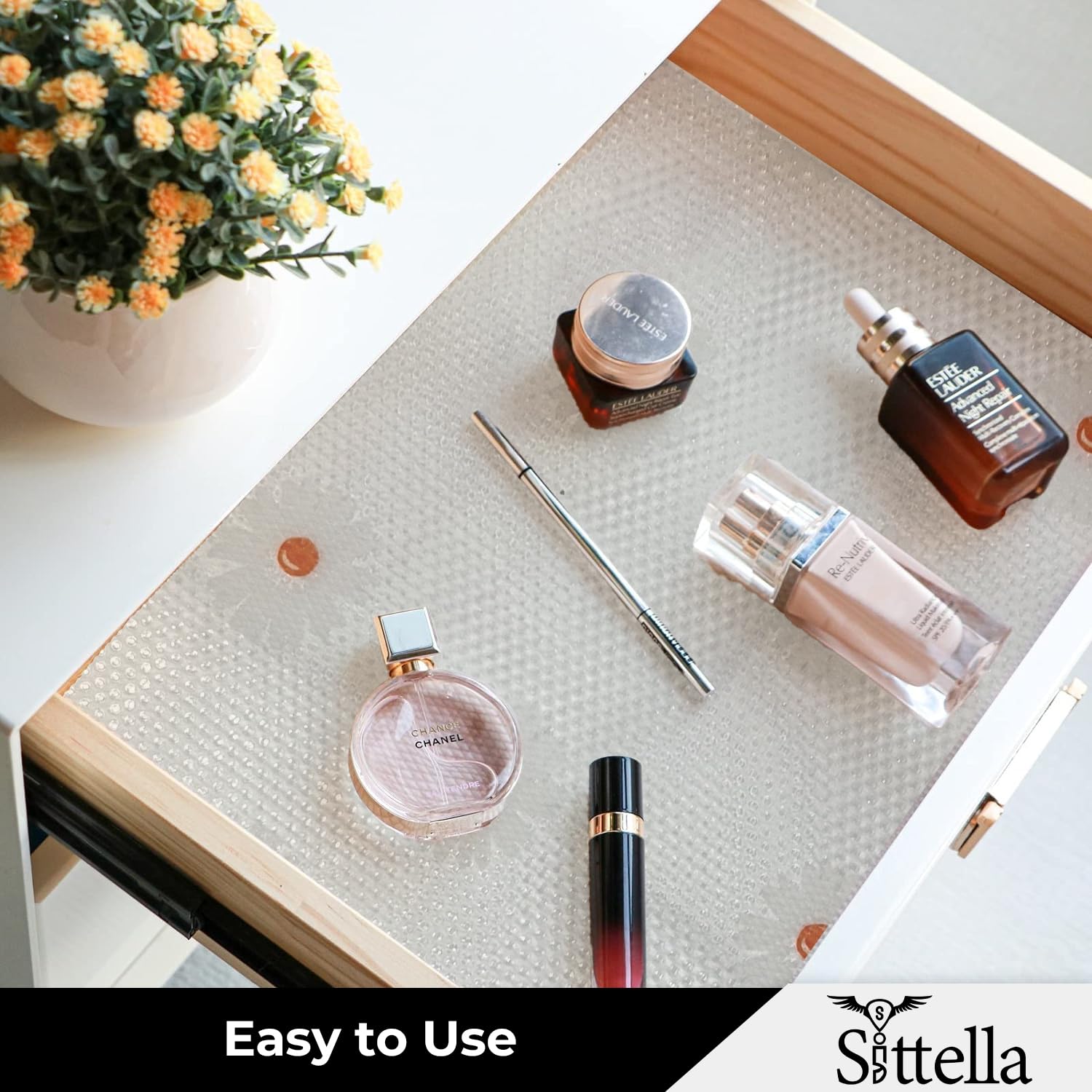 SITTELLA® (45cm x 3m) Food-Grade Anti-Slip Washable Kitchen Drawer & Shelf Liner | Multipurpose Waterproof Fridge, Table & Cabinet Mat | Non-Toxic, Cuttable & Reusable(White -Flower) — Amazon image 7