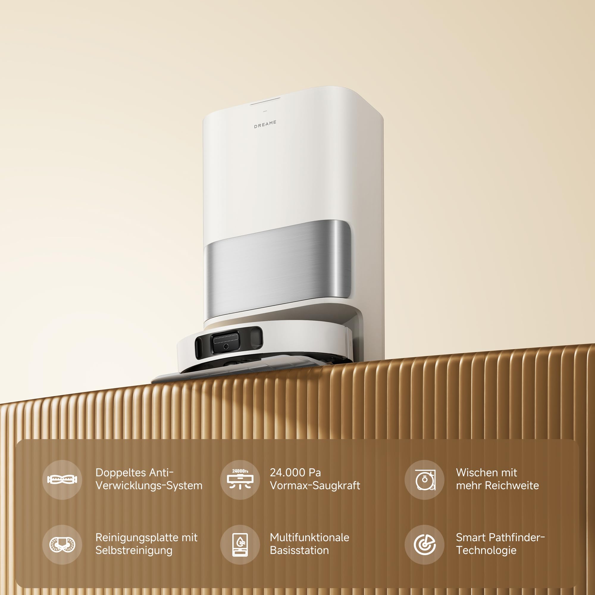 dreame L40 Ultra A Saugroboter mit Wischfunktion,dualem System gegen aufgewickelte Haare, 24.000 Pa Saugkraft, 10,5 mm Moppanhebung, Mopp-Selbstreinigung und intelligenter Hindernisvermeidung