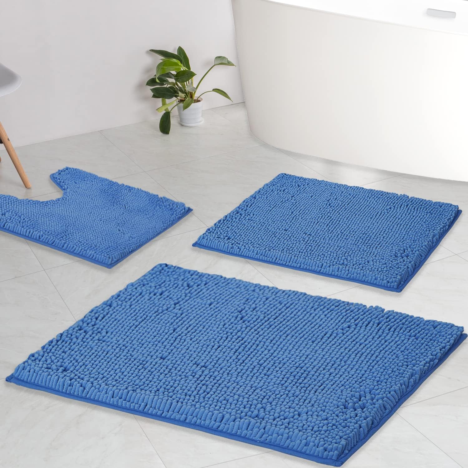 AINAHYVA Bathroom Rugs Chenille Bath mat 3 Piece Set, Super Absorbent, Strong PVC