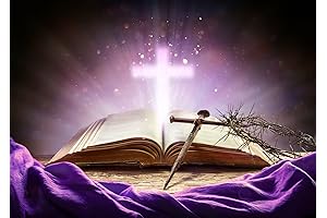 BELECO 7x5ft Fabric Holy Bible Cross Easter Backdrop
