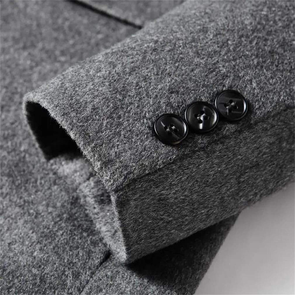 Men Winter Wool Thick Coats Turn Down Collar Male Wool Blend Outerwear Jacket