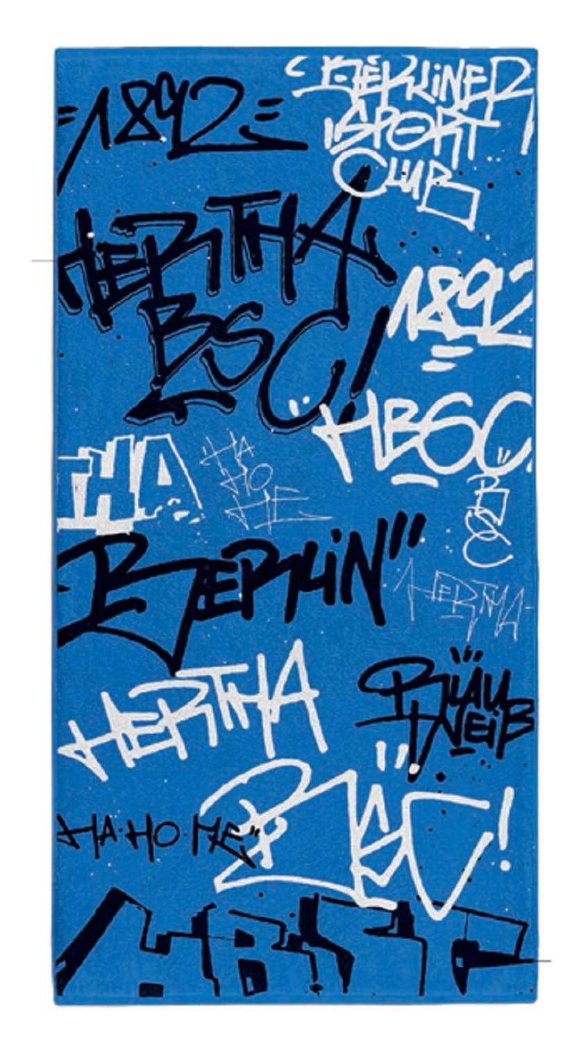 Hertha BSC Berlin Duschtuch - Graffiti - 70 x 140 cm GOTS Badetuch HBSCB - Plus Lesezeichen I Love Berlin